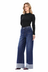 High Rise Cuffed Wide Leg Jeans
