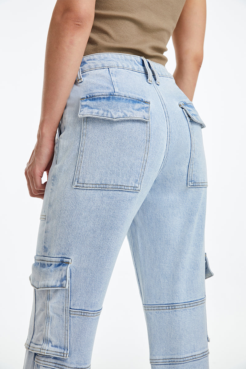 High Rise Straight Leg Denim Jeans