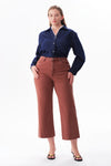 High Rise Cropped Distressed Wide Leg Jeans