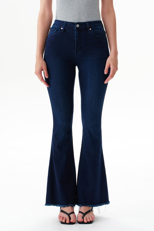 Mid Rise Dark Wash Flare Jeans