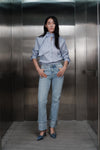 Mid Rise Cuffed Straight Leg Jeans