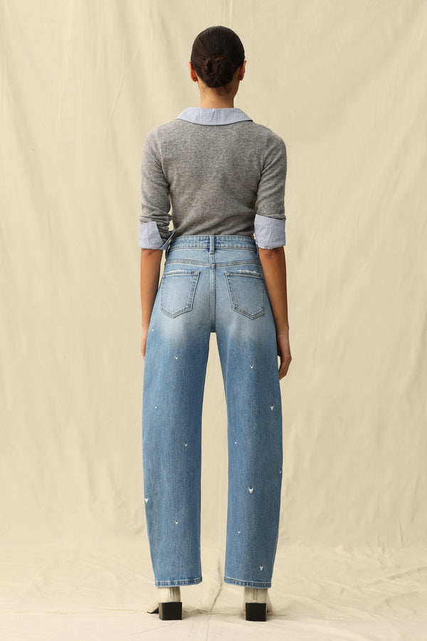 Flora Mid Rise Barrel Jeans