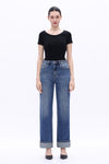 High Rise Straight Leg Jeans-Straight-BAYEAS