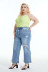 Mid Rise Wide Leg Crop Flare Jeans