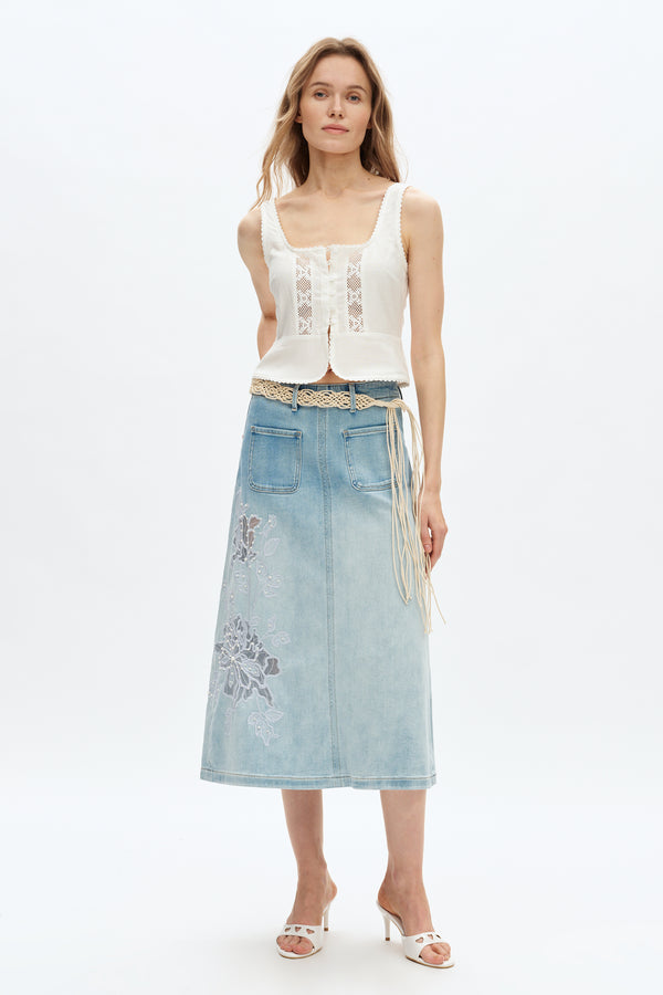 Caius Mid Rise Skirt Jeans