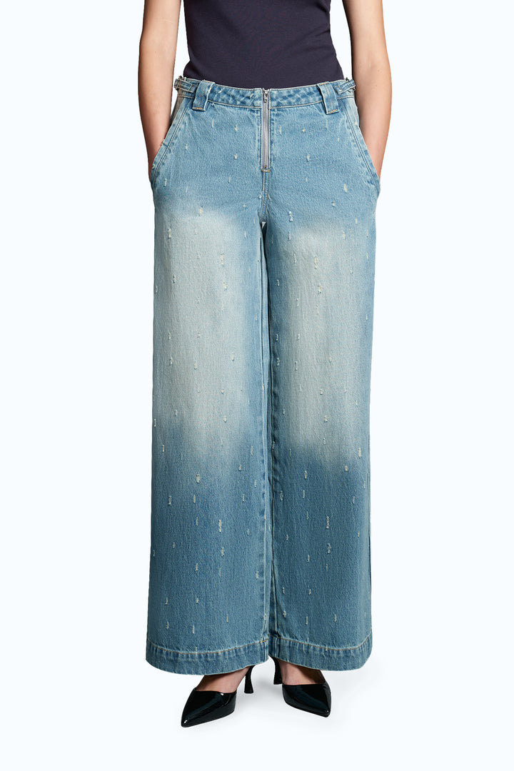 Low Rise Drop Crotch Wide Leg Denim Jeans