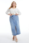 Front Split Denim Skirt