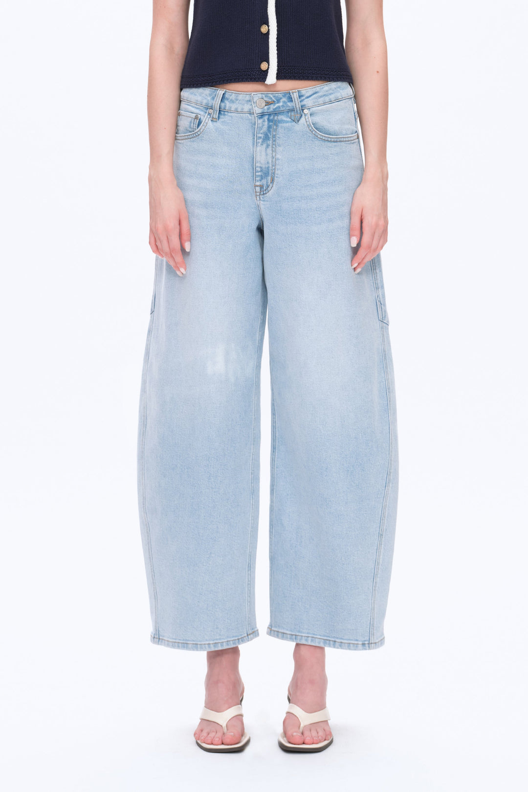 Mid Rise Balloon Denim Jeans