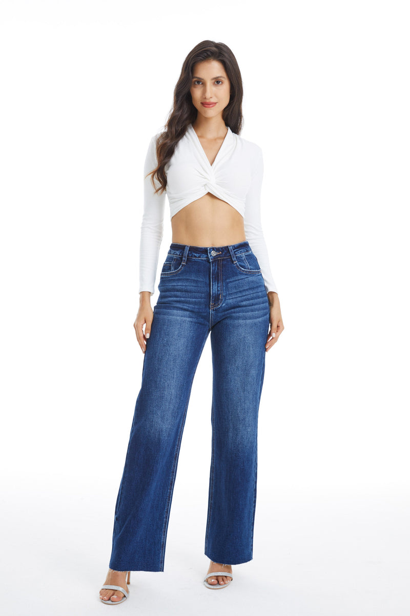 HIGH RISE WIDE LEG JEANS BYW8066 SAPPHIRE