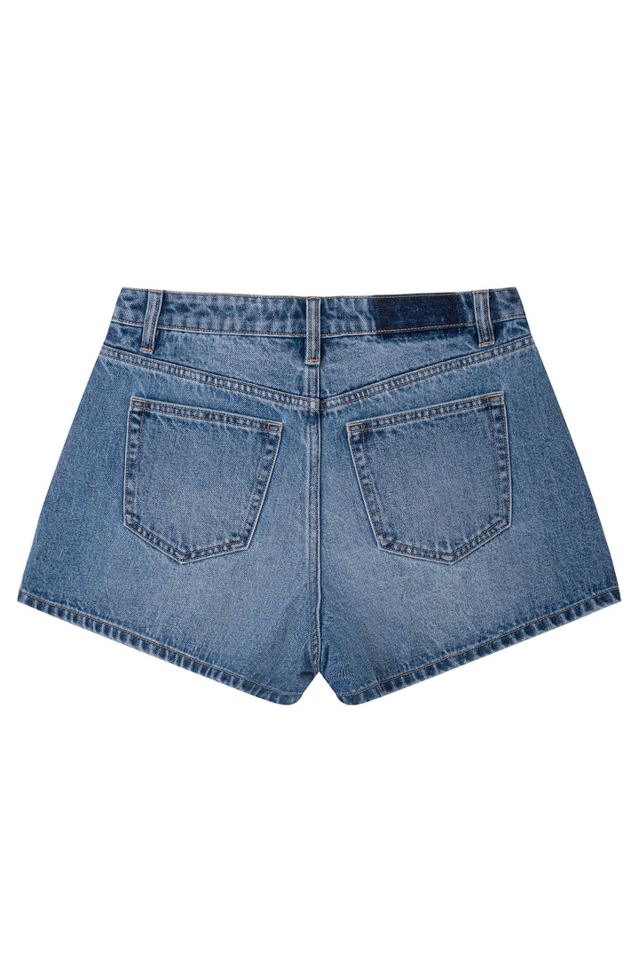 Mid Rise Denim Shorts