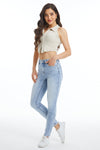 Ella Mid Rise Skinny Jeans With Rhinestones-Skinny-BAYEAS