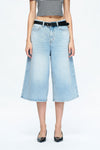 Timothy Mid Rise Drop Crotch Loose Fit Cropped Jeans-Bermuda Shorts-BAYEAS