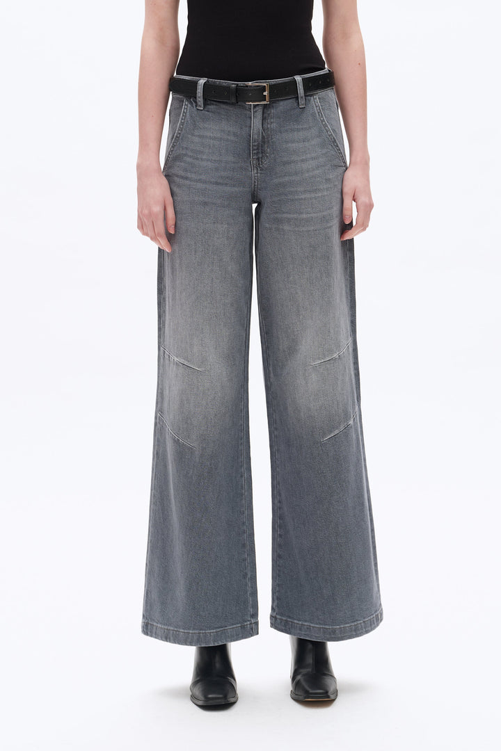 Mid Rise Wide Leg Denim Jeans