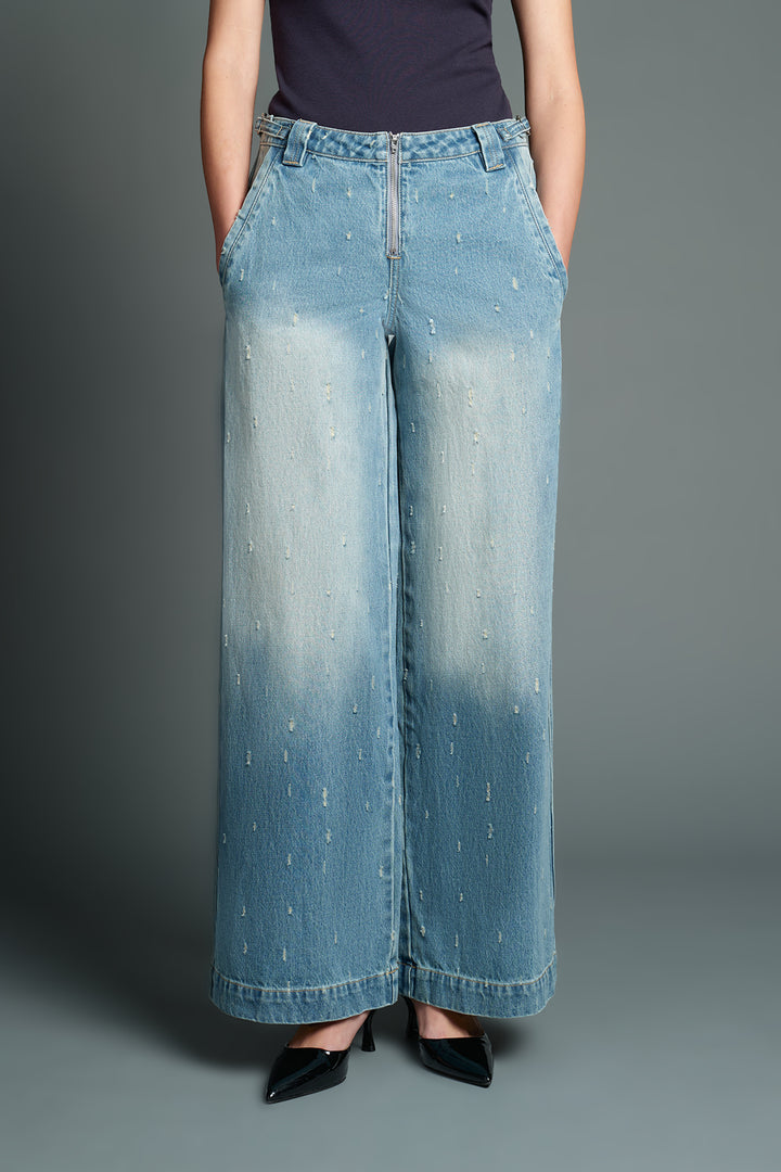 Low Rise Drop Crotch Wide Leg Denim Jeans