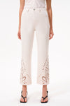 High Rise Ankle Embroidered Lace Straight Leg Pants