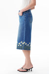Mid Rise Embroidered Denim Bermuda Shorts