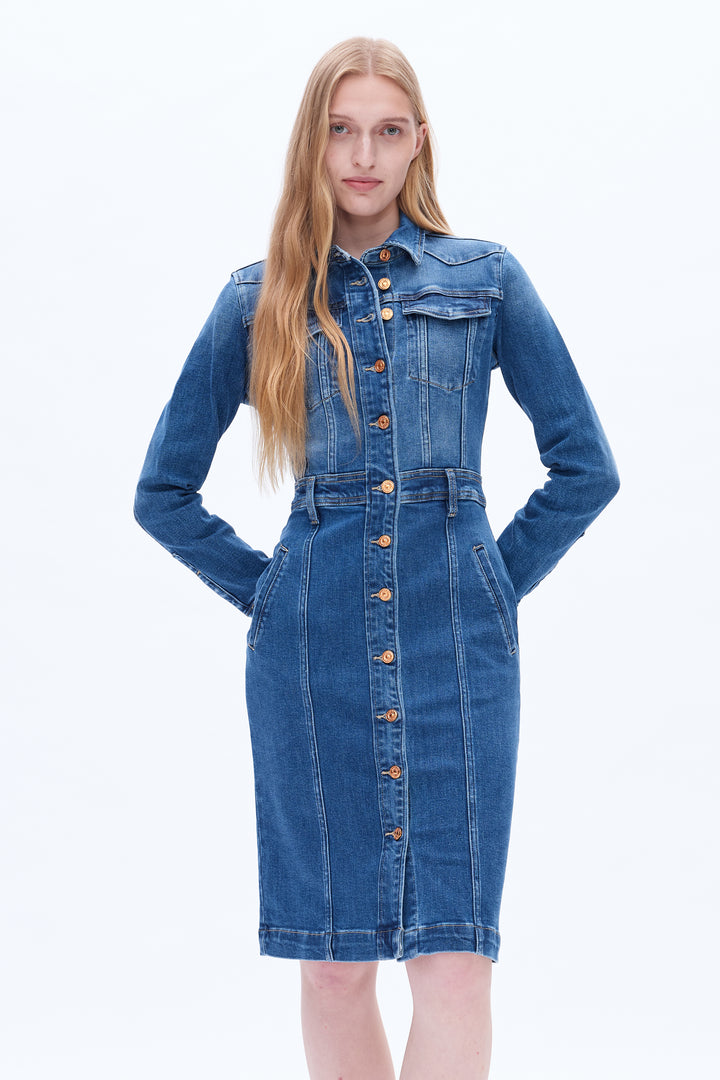 Andrea Long Sleeve Denim Shirt Dress