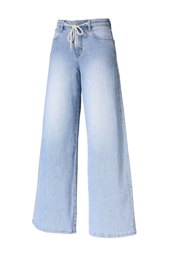 High Rise Drawstring Baggy Denim Jeans