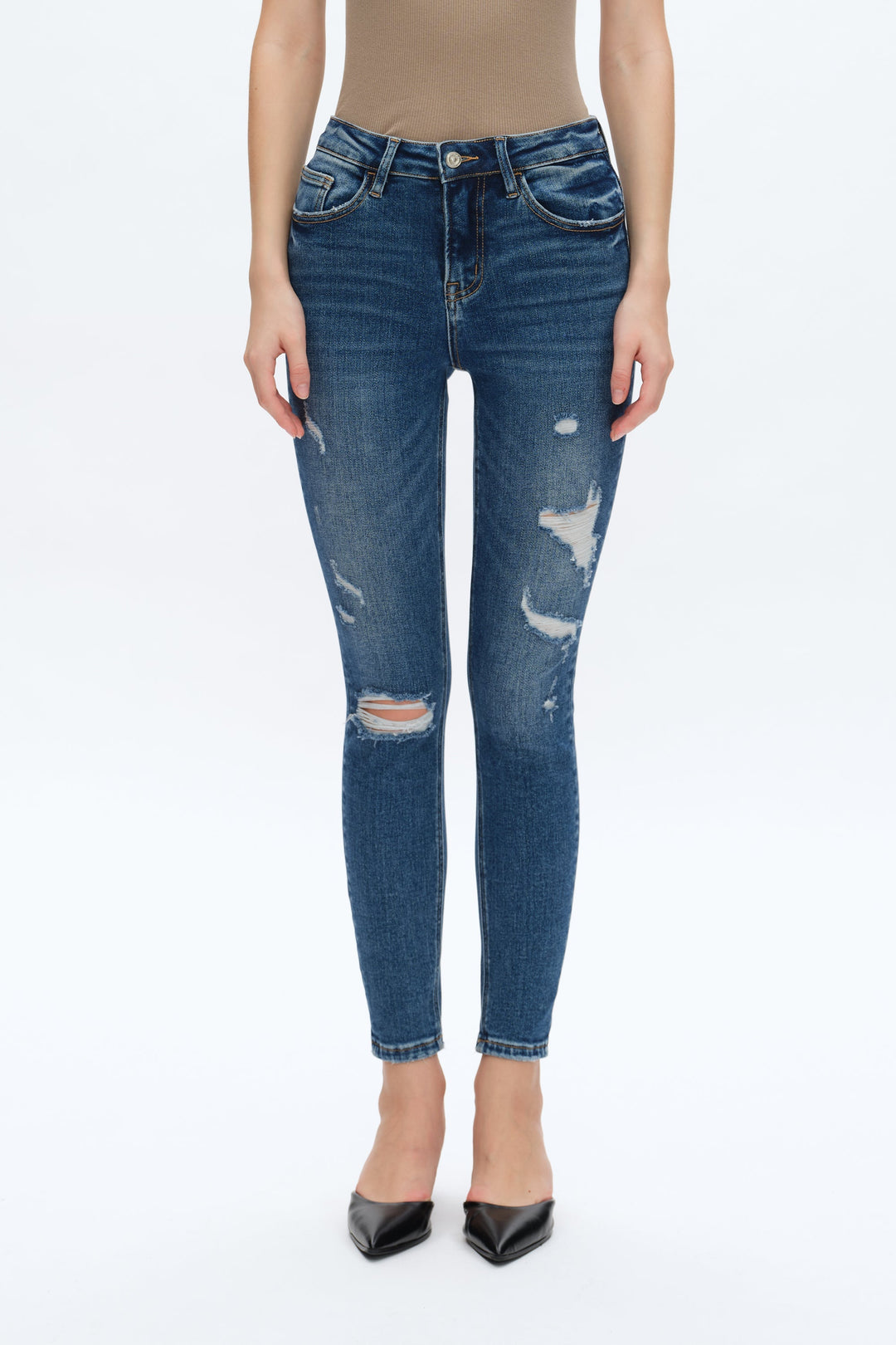 Anna High Rise Distressed Skinny Jeans