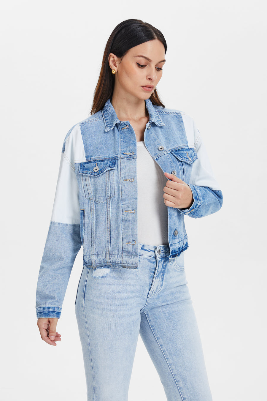 BAYEAS Mid Rise Distressed Cropped Dad Jeans