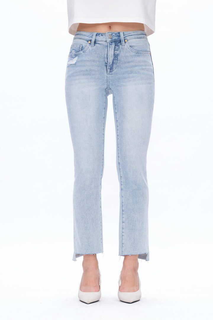 Daisy High Rise Slim Denim Jeans With Raw Hem