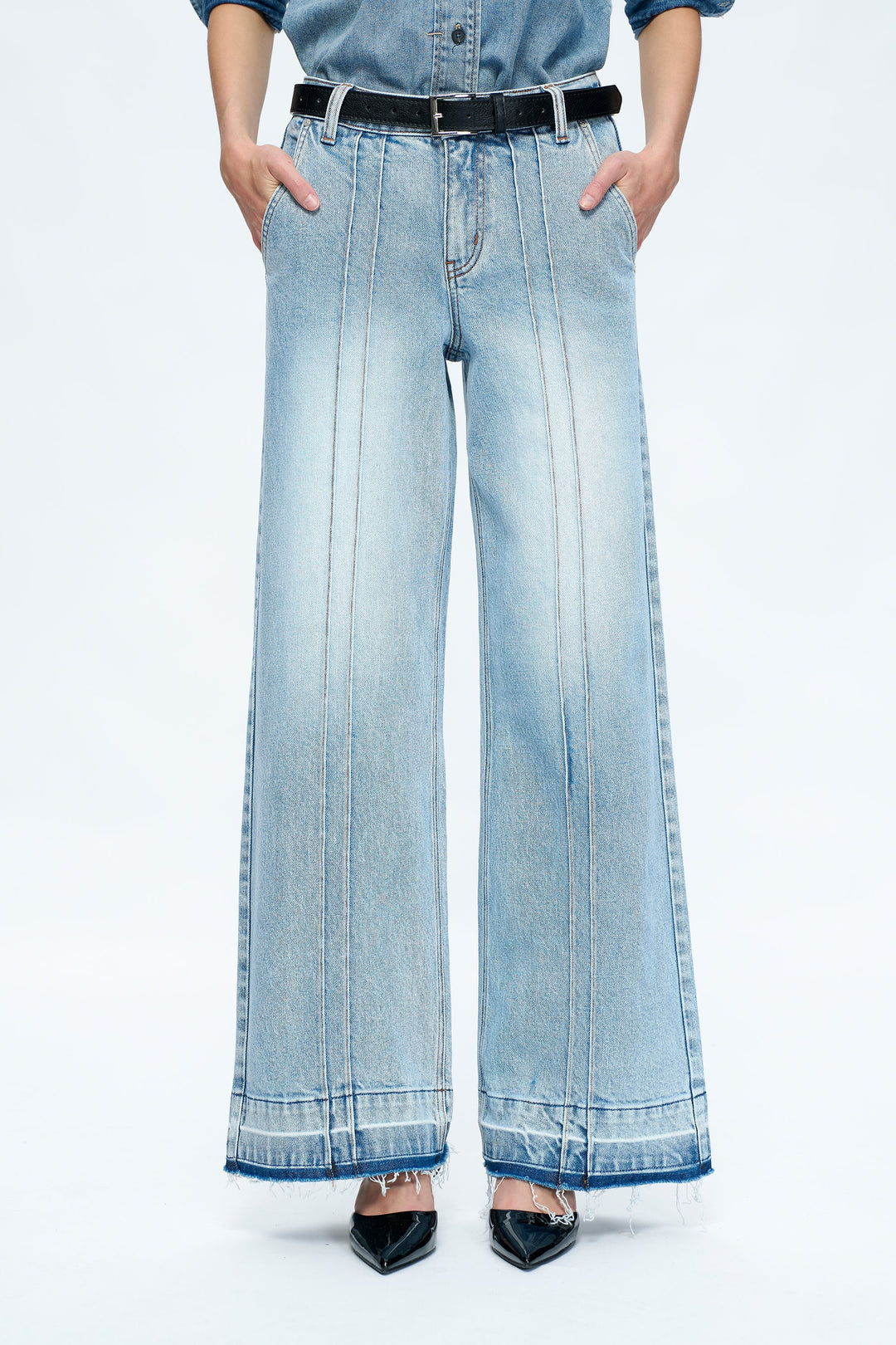 Jermy Mid Rise Wide Leg Denim Jeans