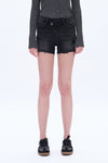 Mid Rise Crossover Distressed Shorts