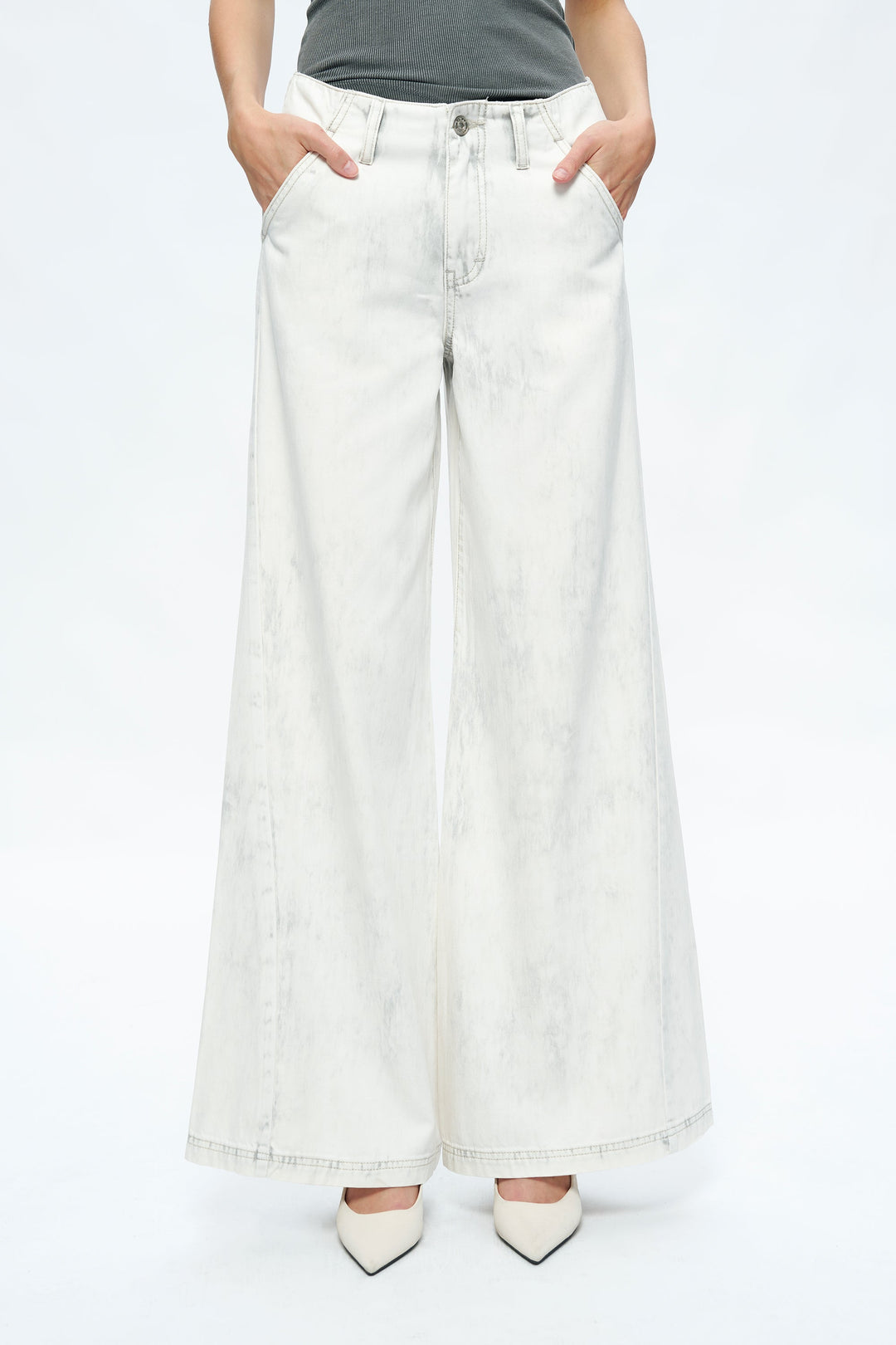 Jeremy Mid Rise Business Wide Leg Denim Pants