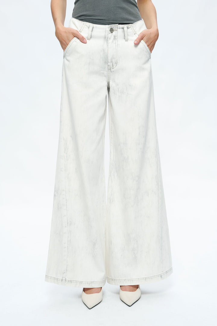 Jeremy Mid Rise Business Wide Leg Denim Pants