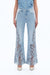 Ultra High Rise Lace Patchwork Wide Leg Denim Jeans
