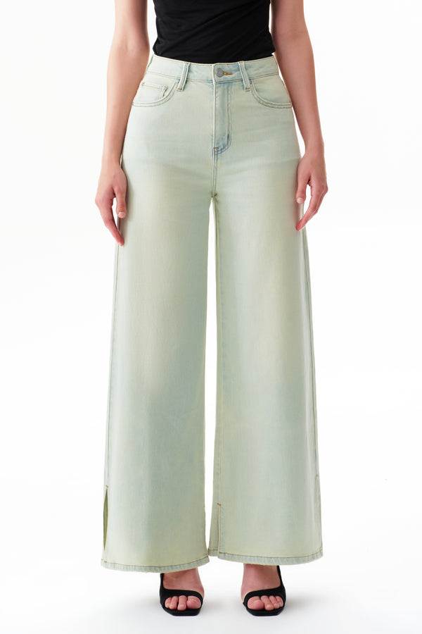 High Rise Slit Wide Leg Jeans