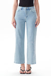 High Rise Ankle Embroidered Straight Leg Jeans