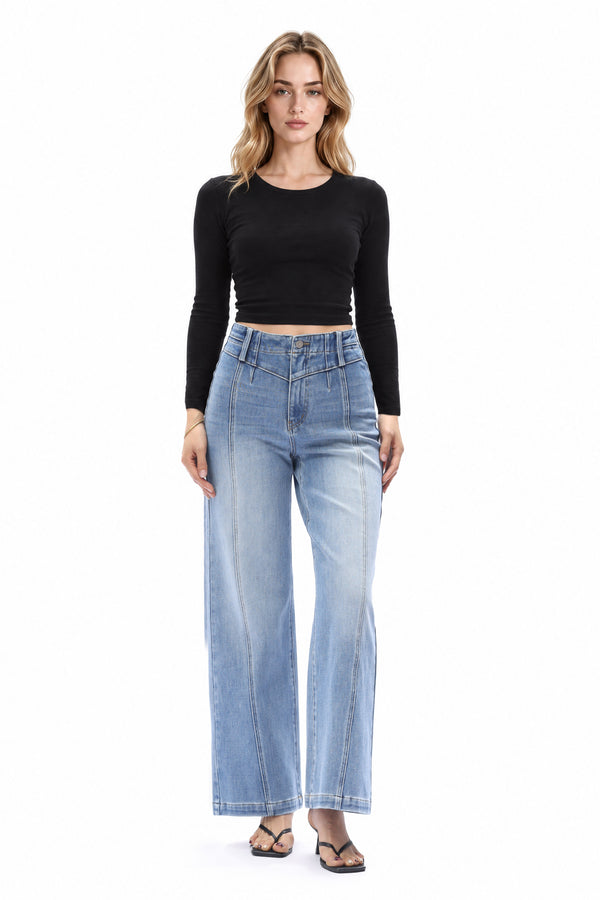 High Rise Stretch Wide Leg Pants