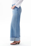 Mid Rise Cuffed Wide Leg Jeans