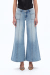 Mid Rise Flare Leg Denim Jeans-Flare & Bootcut-BAYEAS