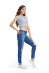 Jojo Mid Rise Distressed Skinny Jeans-Skinny-BAYEAS