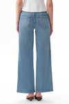 Chic Mid Rise Pearl Embellished Wide Leg Jeans