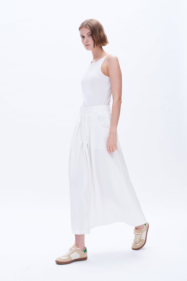 Shannon Mid Rise Pleated Long Skirt