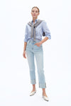 High Rise Jeans With Rolled Hem-Straight-BAYEAS