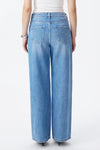 High Rise Contrast Panel Straight Jeans
