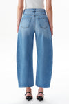 High Rise Cropped Distressed Barrel Leg Jeans