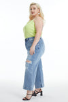 Mid Rise Wide Leg Crop Flare Jeans