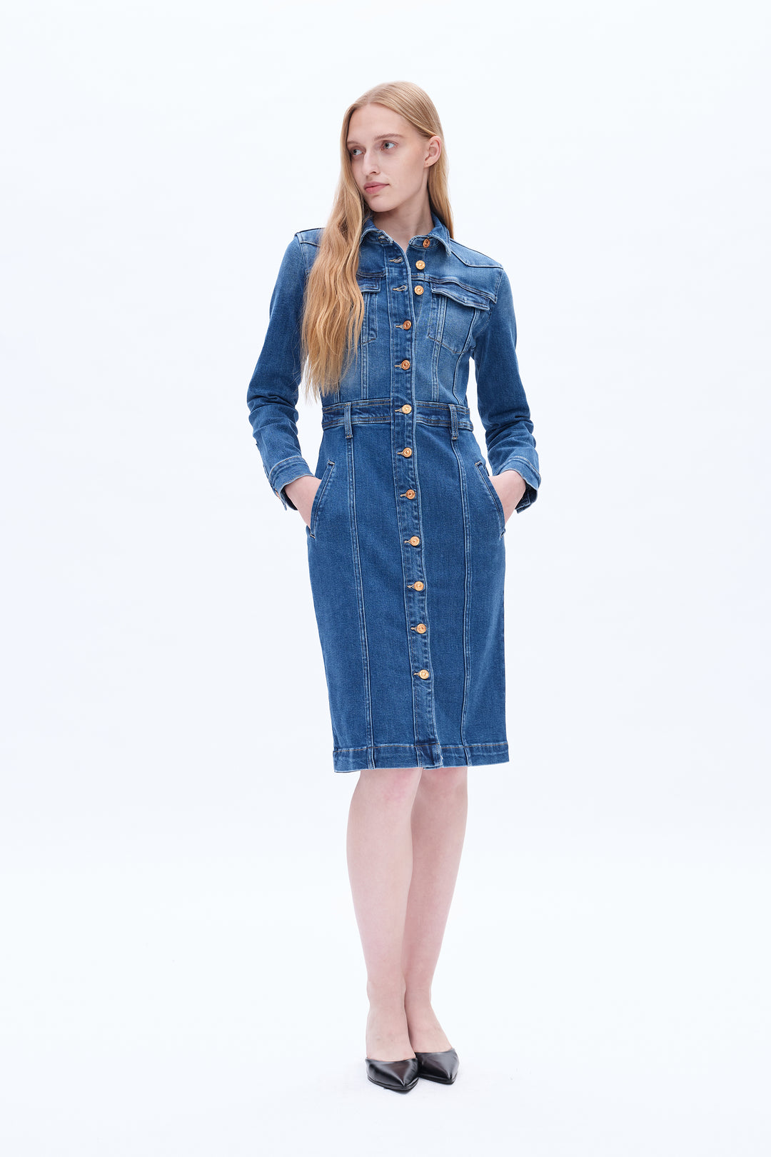 Andrea Long Sleeve Denim Shirt Dress