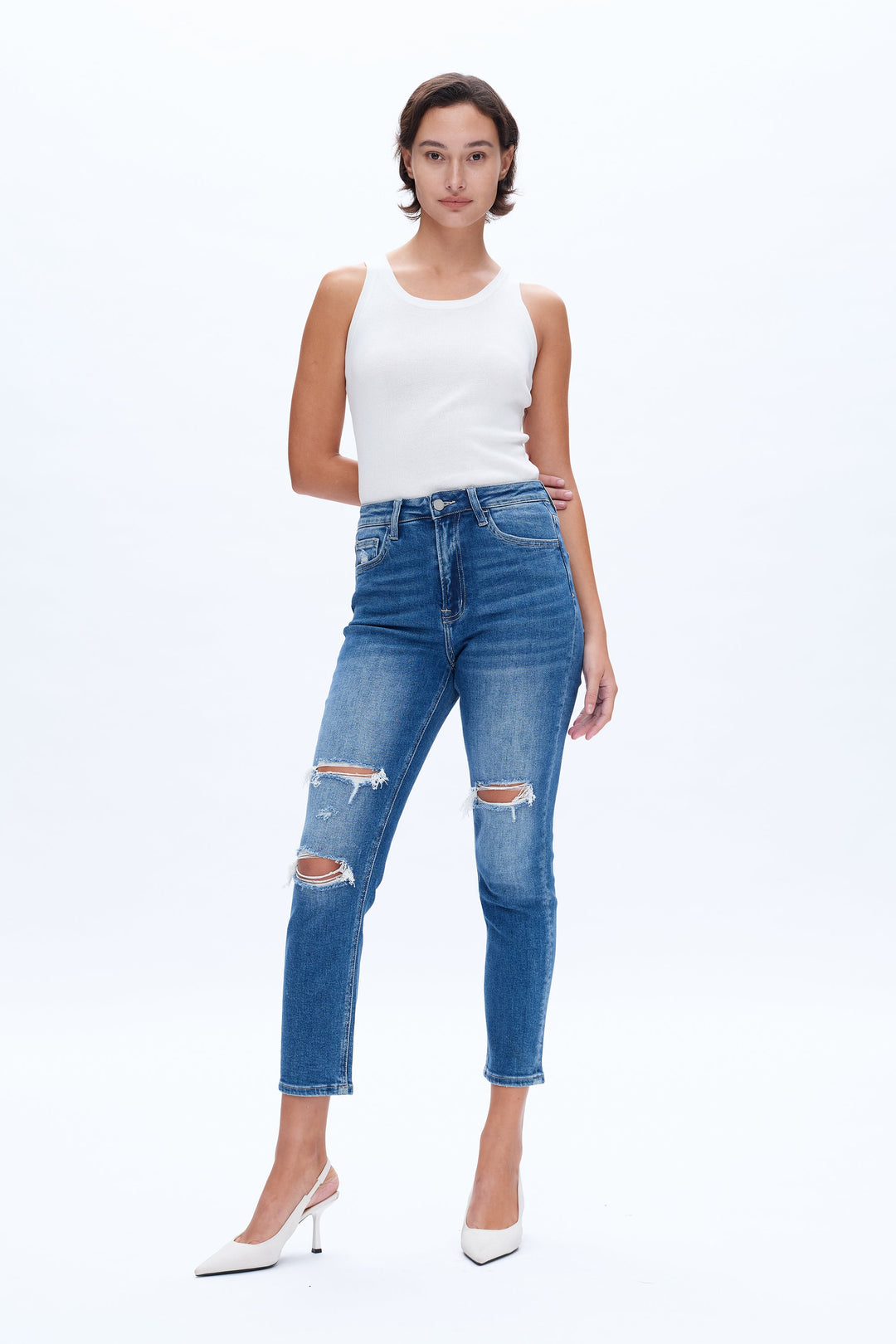 High Rise Stretch Mom Jeans