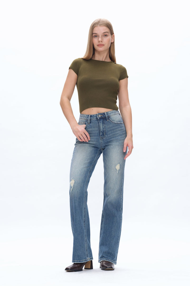 Super High Rise Wide Leg Denim Jeans