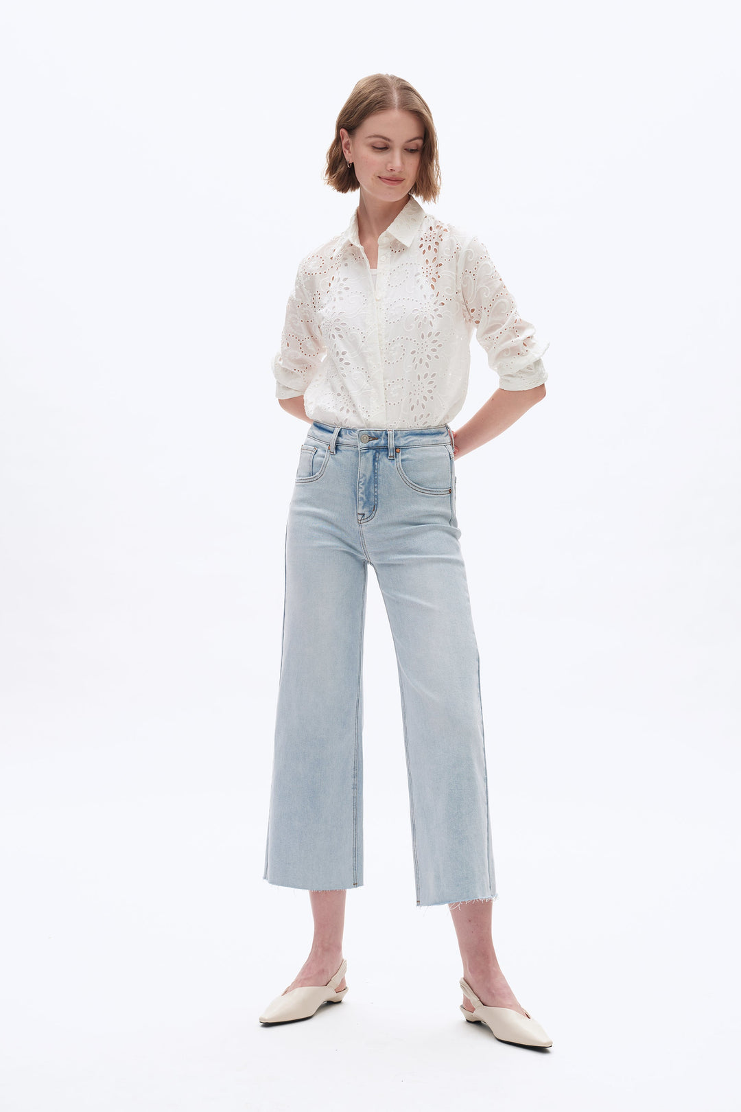 High Rise Wide Leg Denim Jeans