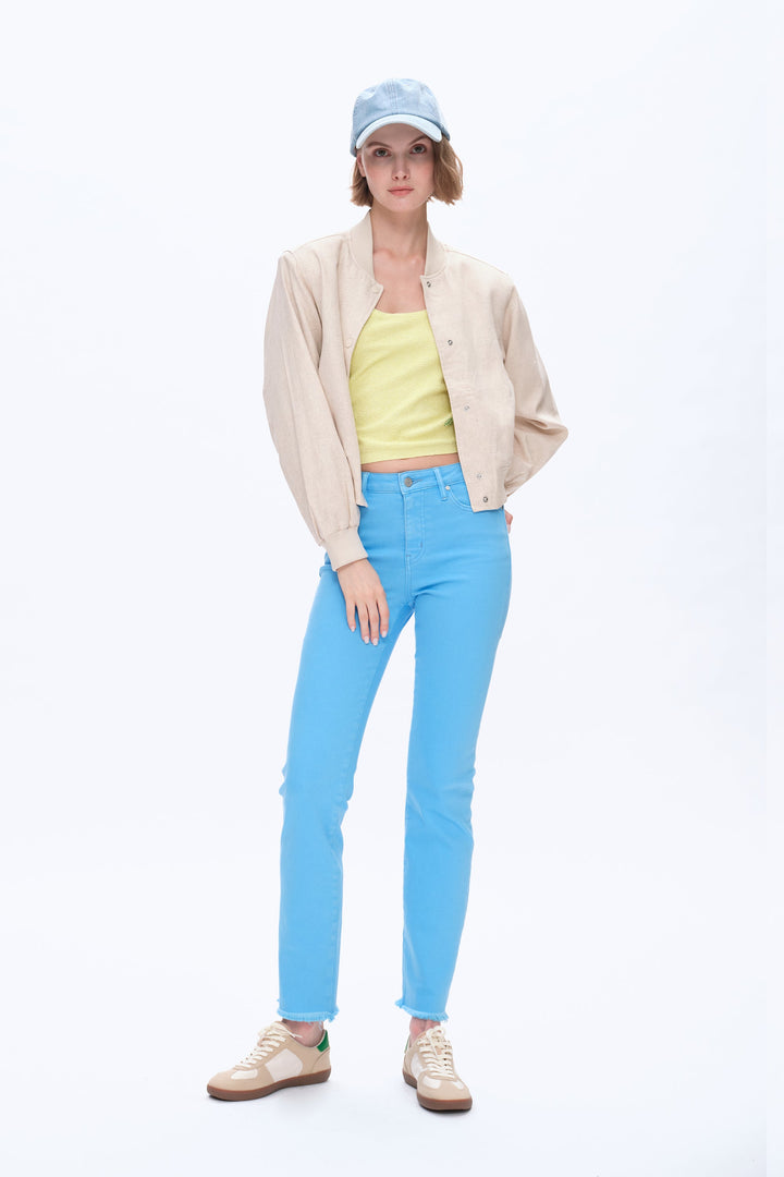 Mid Rise Slim Straight Pants