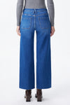 High Rise Relaxed Ankle Raw Hem Straight Leg Jeans