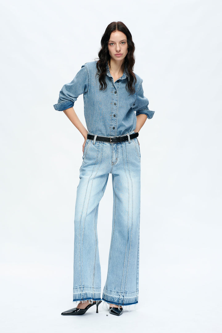 Jermy Mid Rise Wide Leg Denim Jeans