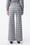 Mid Rise Check Print Wide Leg Pants